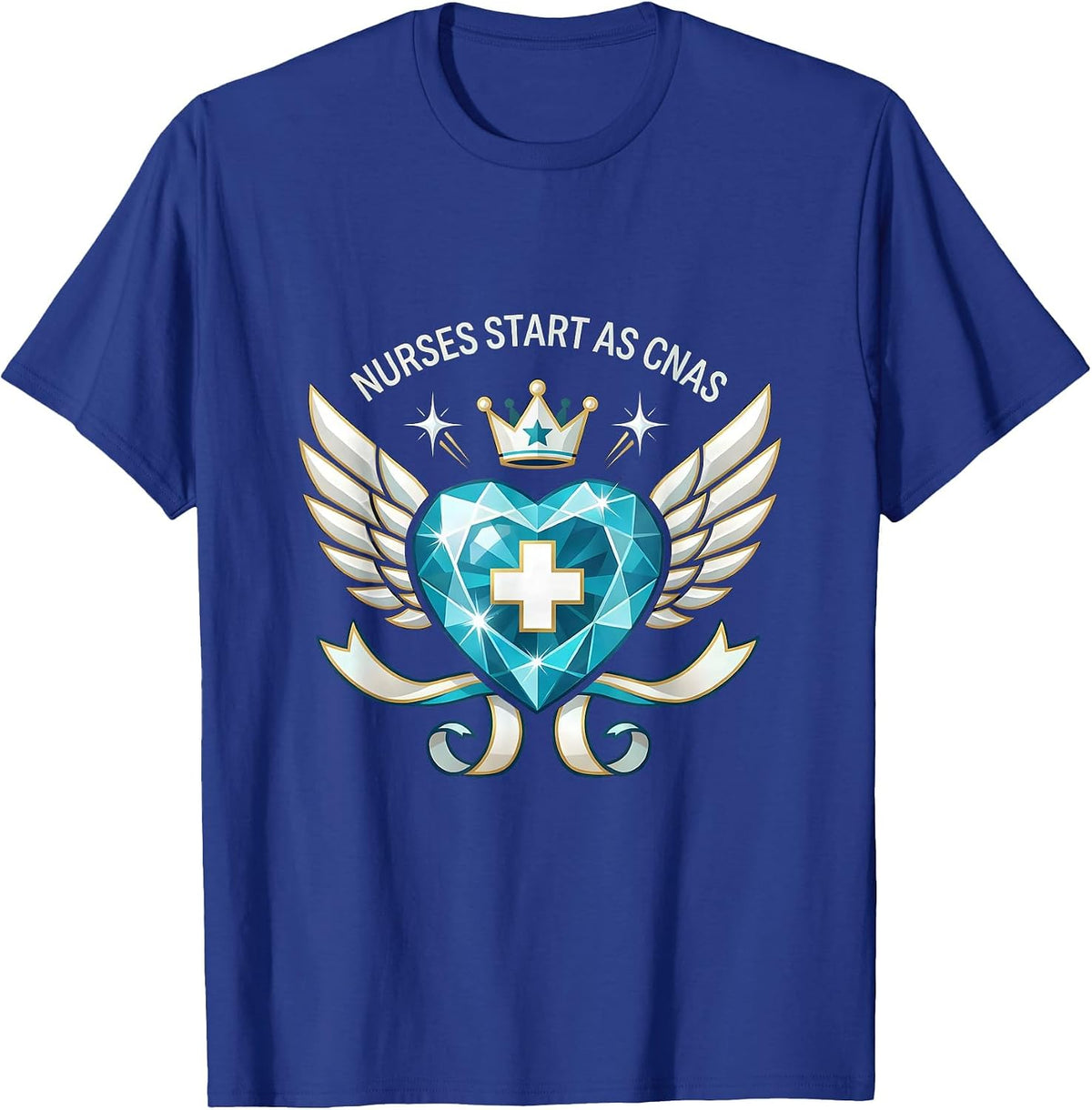 Men's Nurses Start As CNAs Healthcare Pride Design T-Shirt - Royal Blue