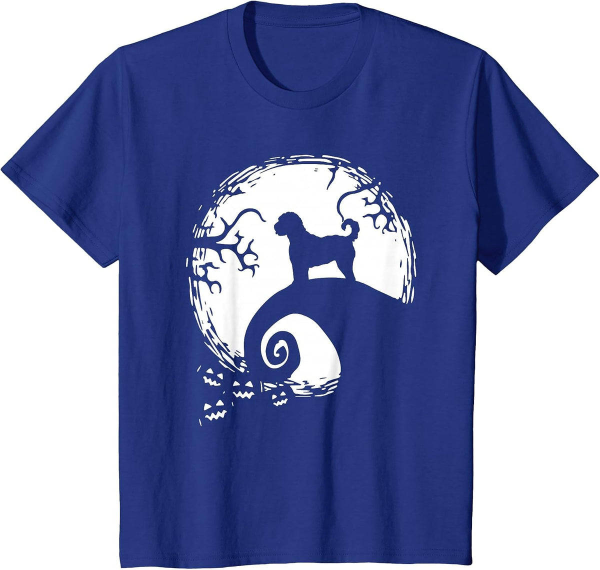 Labradoodle and Moon Halloween T-Shirt - Royal Blue