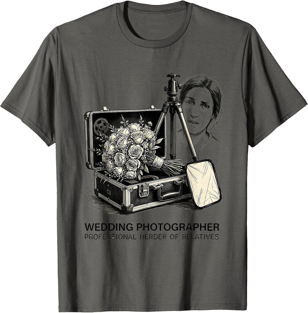 Wedding Photographer Professional Herder Of Relatives Humor T-Shirt - Asphalt Grey