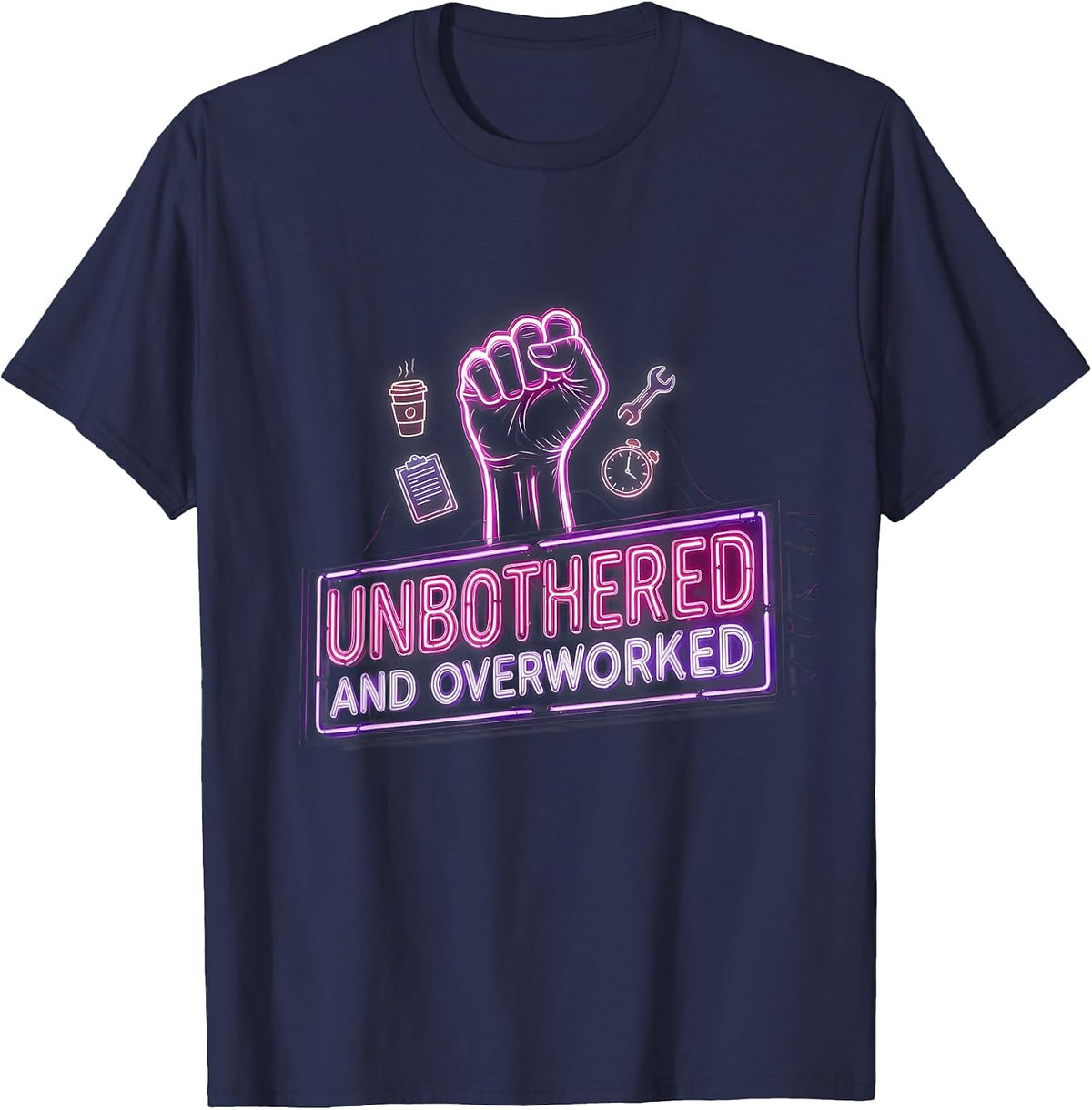 Unbothered and Overworked Labor Day Design T-Shirt - Navy Blue