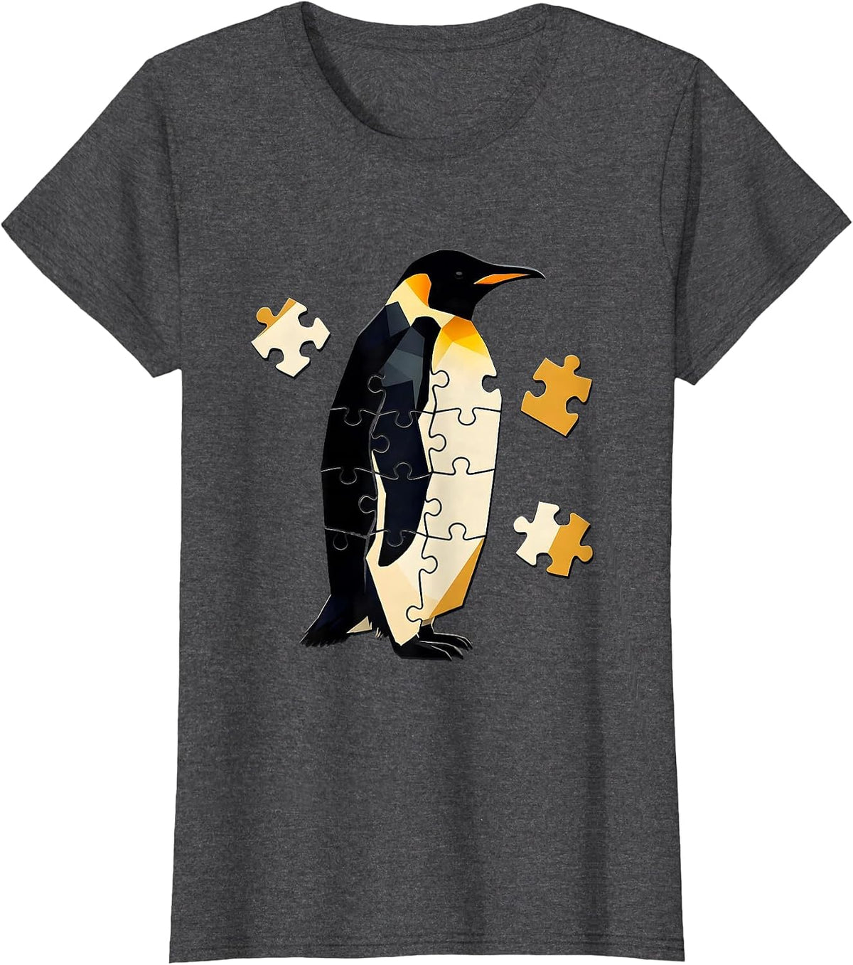 Women's Angular Penguin Silhouette Funny Penguin Lover Gift T-Shirt - Dark Heather Grey