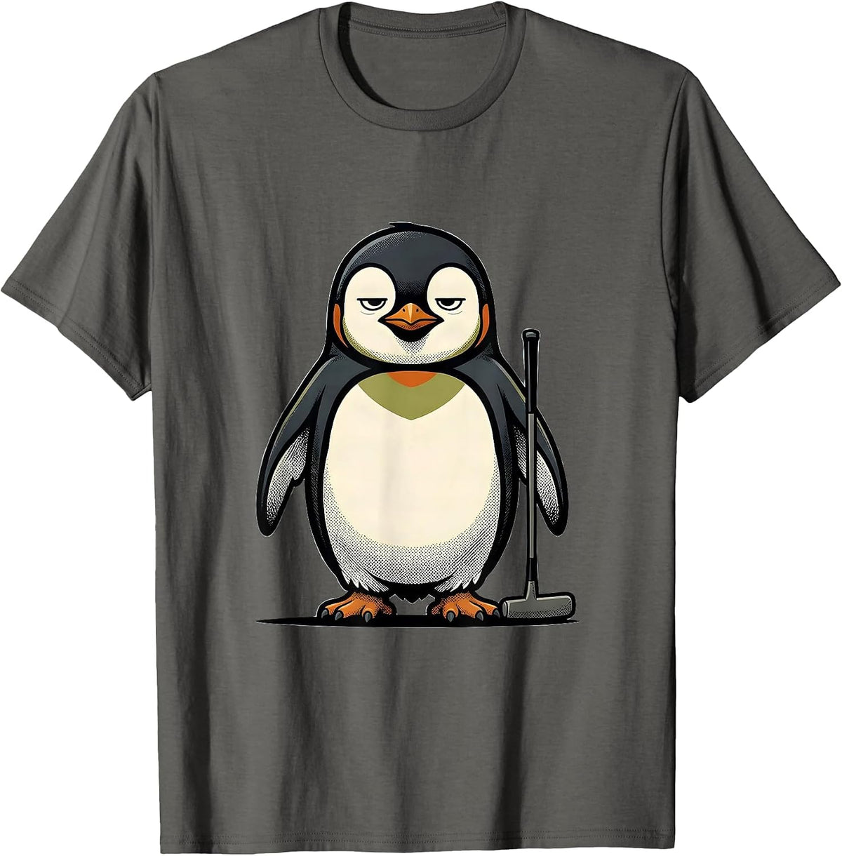 Men's Flight Was Never An Option Penguin Mascot Logo Novelty Humor T-Shirt - Asphalt Grey