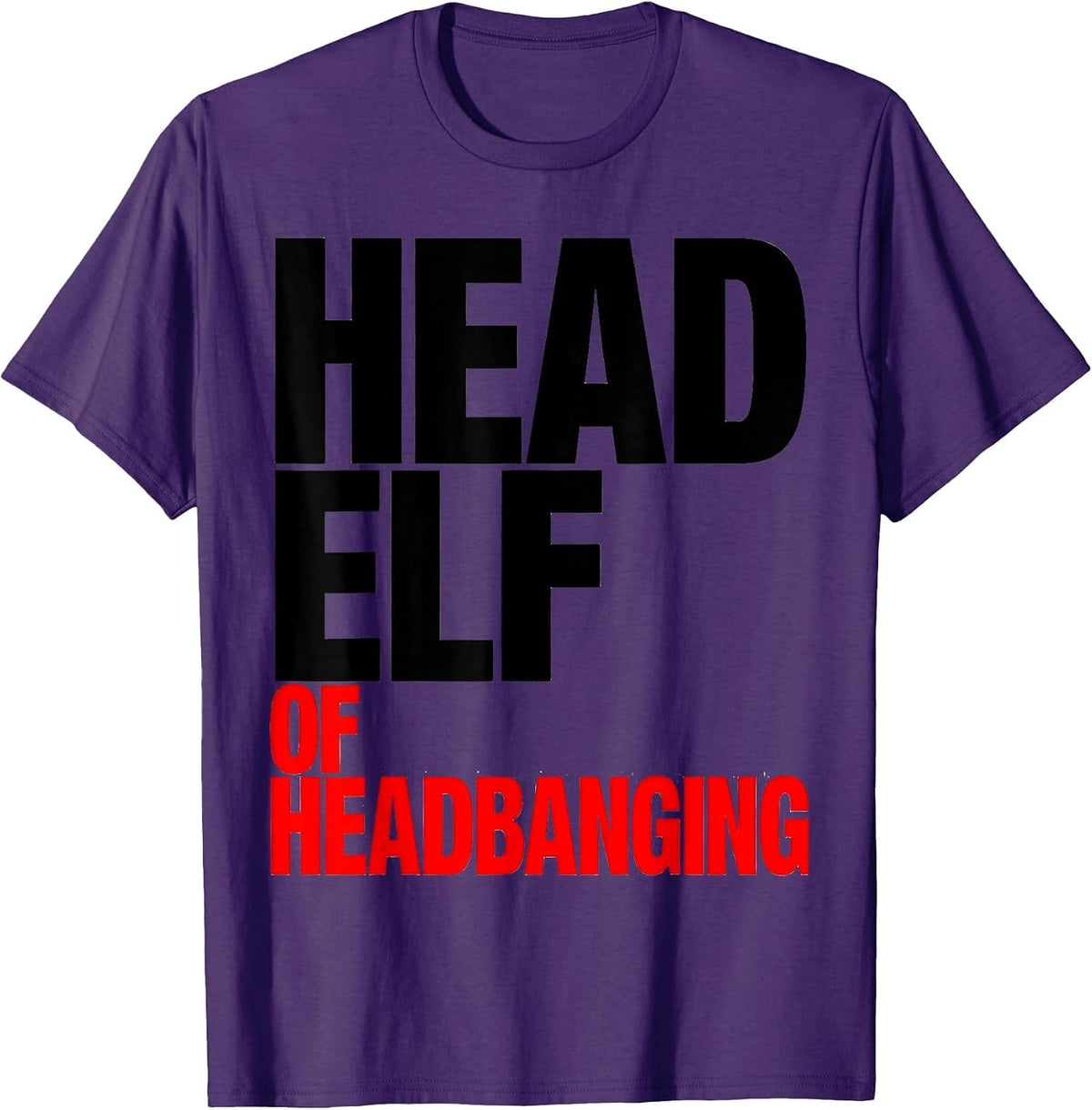 Men's Head Elf Of Headbanging Funny Heavy Metal Christmas Rock Fan T-Shirt - Purple