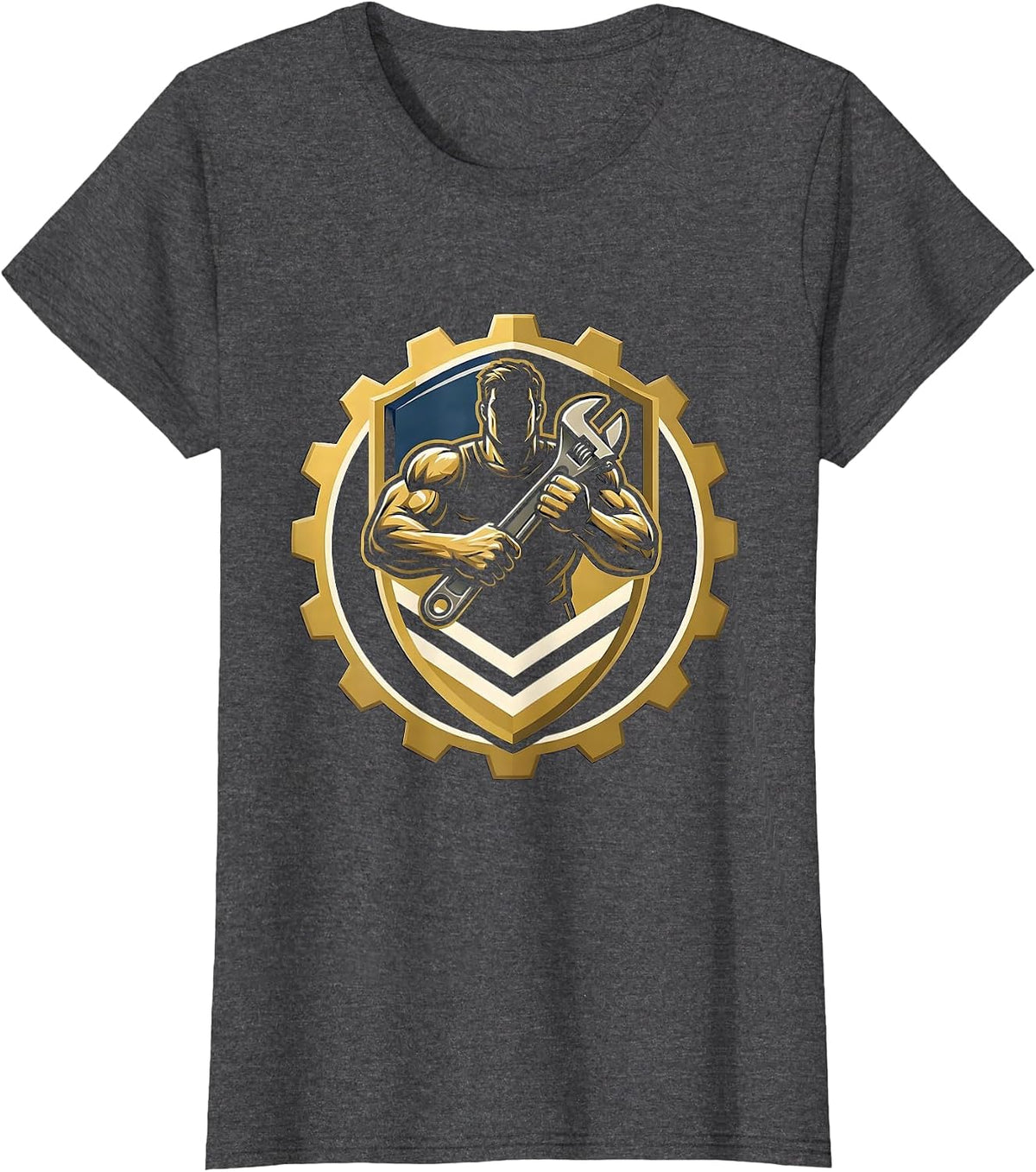 Women's Rugged Mechanic Wrench Graphic Tee T-Shirt - Dark Heather Grey