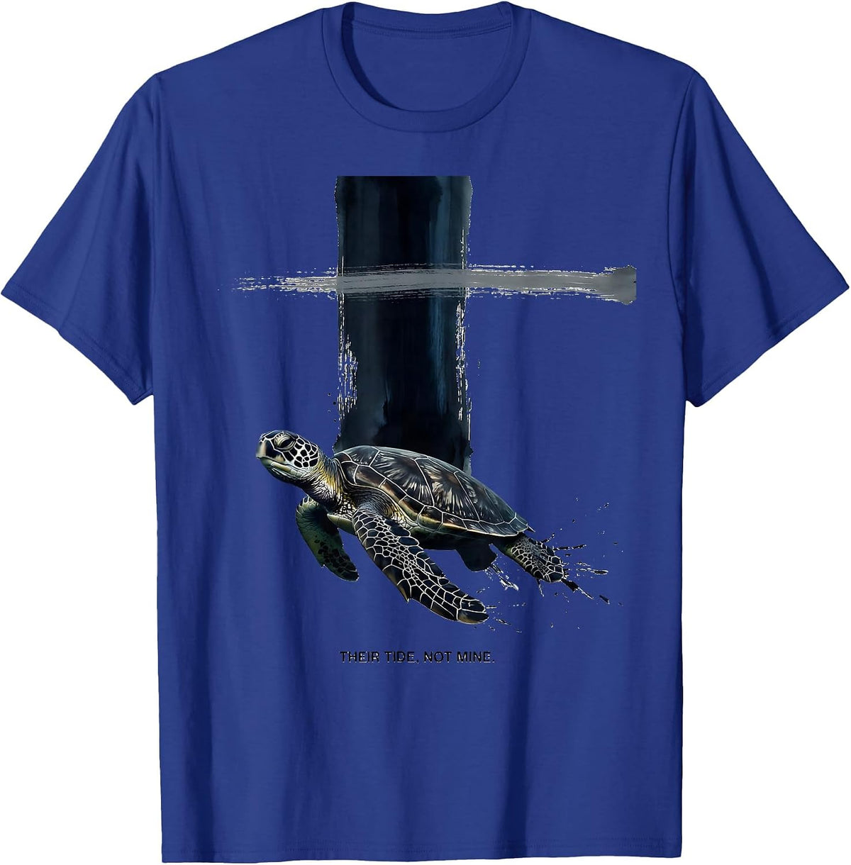 Men's Their Tide Not Mine Ink Brush Sea Turtle Beach Souvenir T-Shirt - Royal Blue