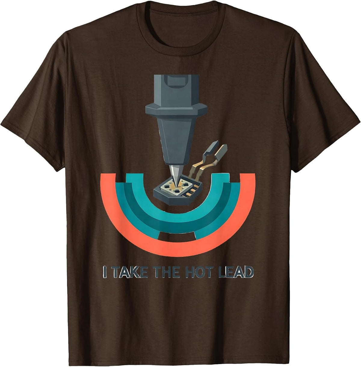 Men's I Take The Hot Lead Funny Electrician Lineman Skeleton Trade T-Shirt - Brown