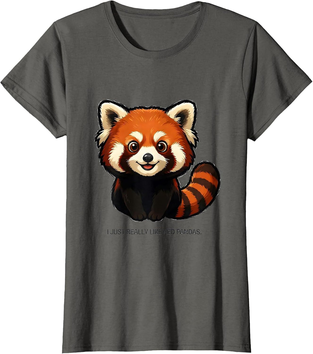 Women's I Just Really Like Red Pandas Funny Animal Lover Novelty T-Shirt - Asphalt Grey