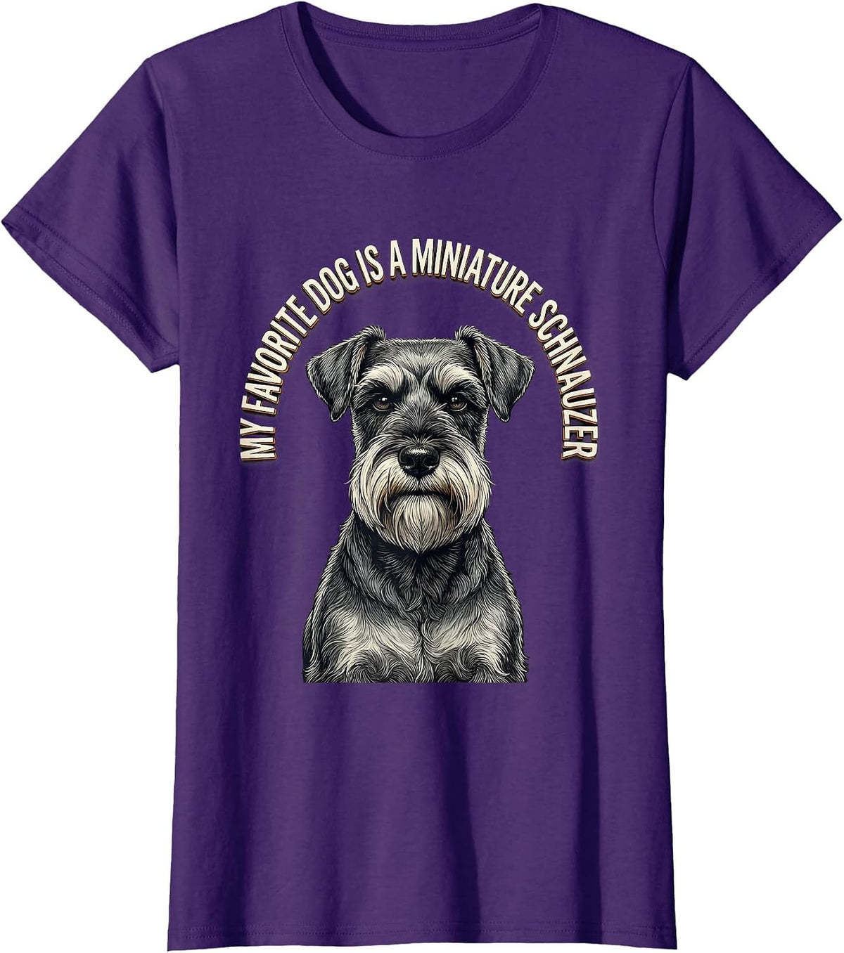 Women's My Favorite Dog Is A Miniature Schnauzer Dog Lover T-Shirt - Purple