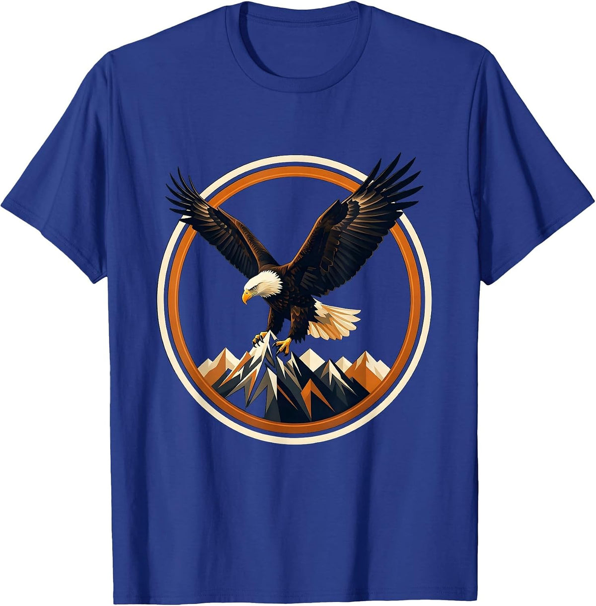 Bald Eagle Clutching Mountain Peak Freedom Design T-Shirt - Royal Blue
