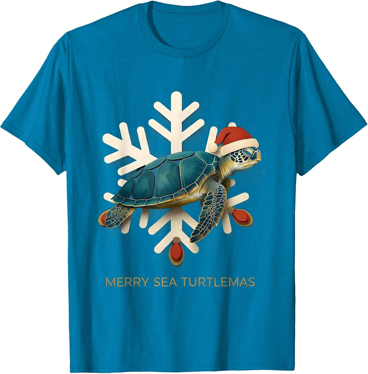 Merry Sea Turtlemas Whimsical Sea Turtle Lover Christmas T-Shirt - Sapphire Blue
