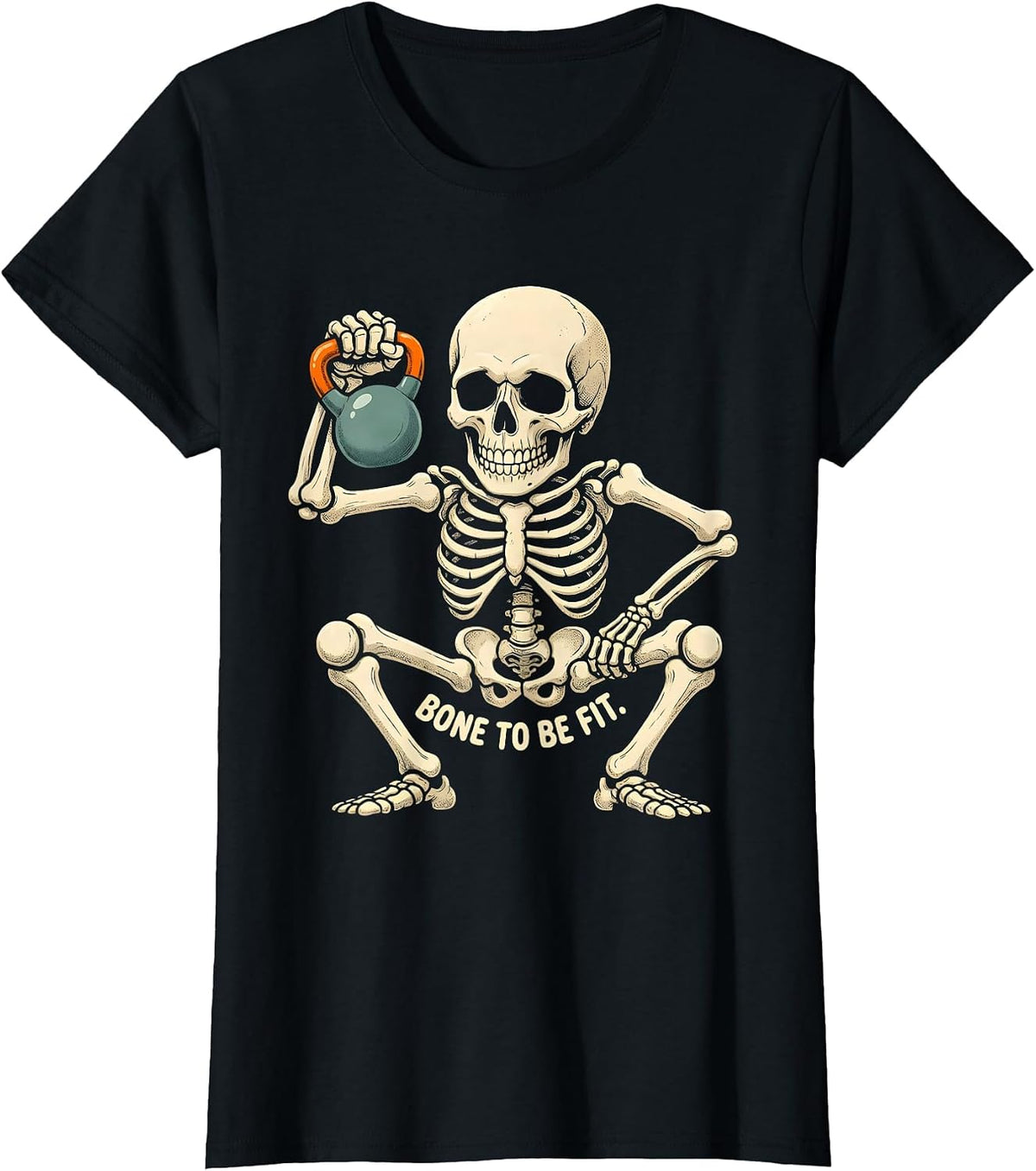 Women's BONE TO BE FIT Funny Fitness Lover Halloween T-Shirt - Black