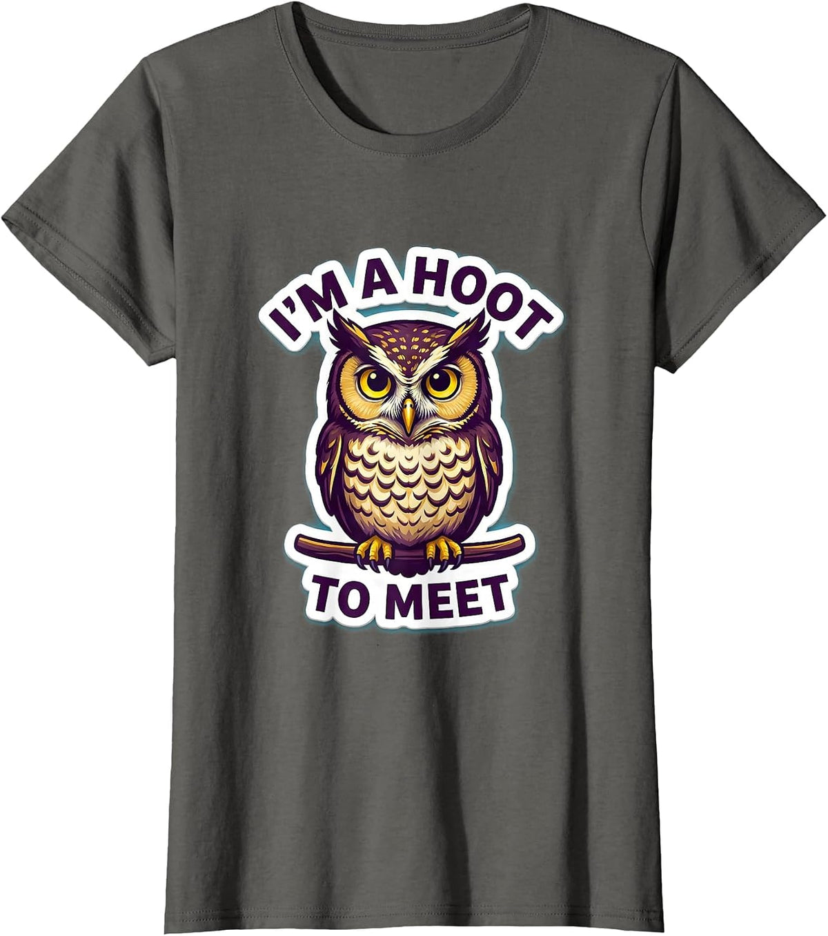 Women's I'm A Hoot To Meet Funny Owl Lover Birdwatcher Humor T-Shirt - Asphalt Grey