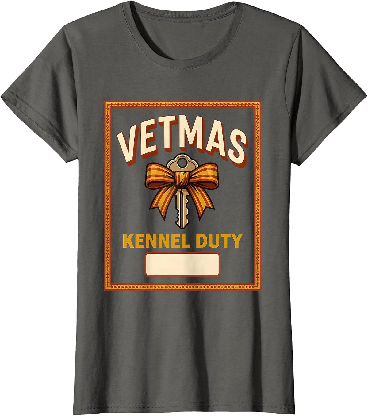 Women's Vetmas Kennel Duty Funny Vet Tech Christmas Veterinary Crew T-Shirt - Asphalt Grey
