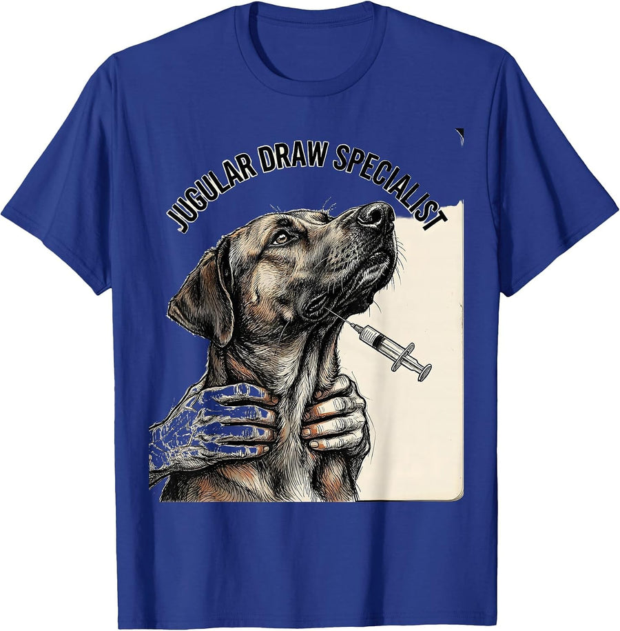 Jugular Draw Specialist Funny Vet Tech Veterinary Technician T-Shirt - Royal Blue