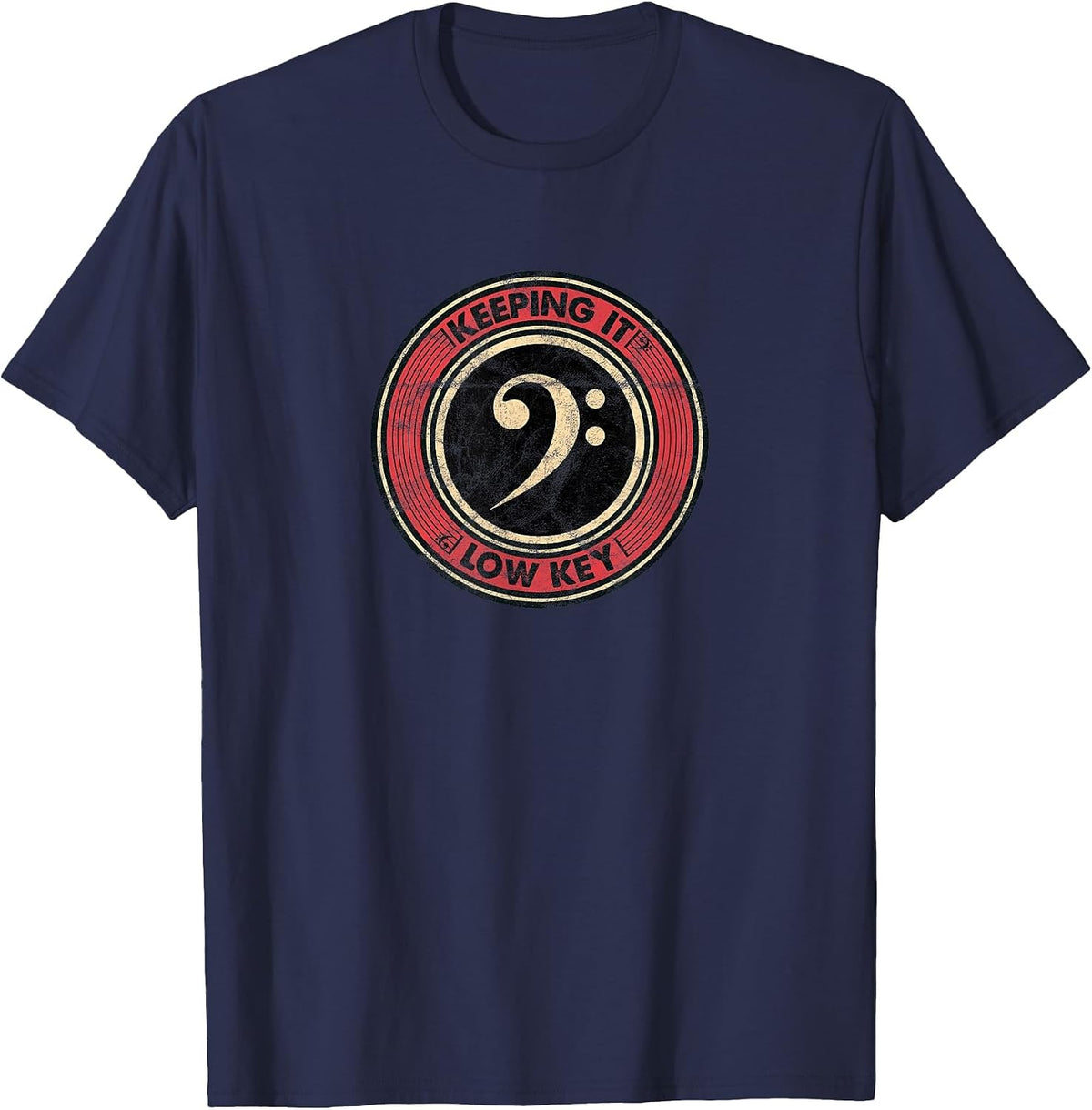 Music Theory Love Key Musical Keeping It Low Key Vintage T-Shirt - Navy Blue
