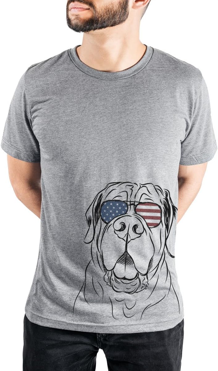 Patriotic Tufton the English Mastiff Triblend T-Shirt - Unisex Grey Crew Neck