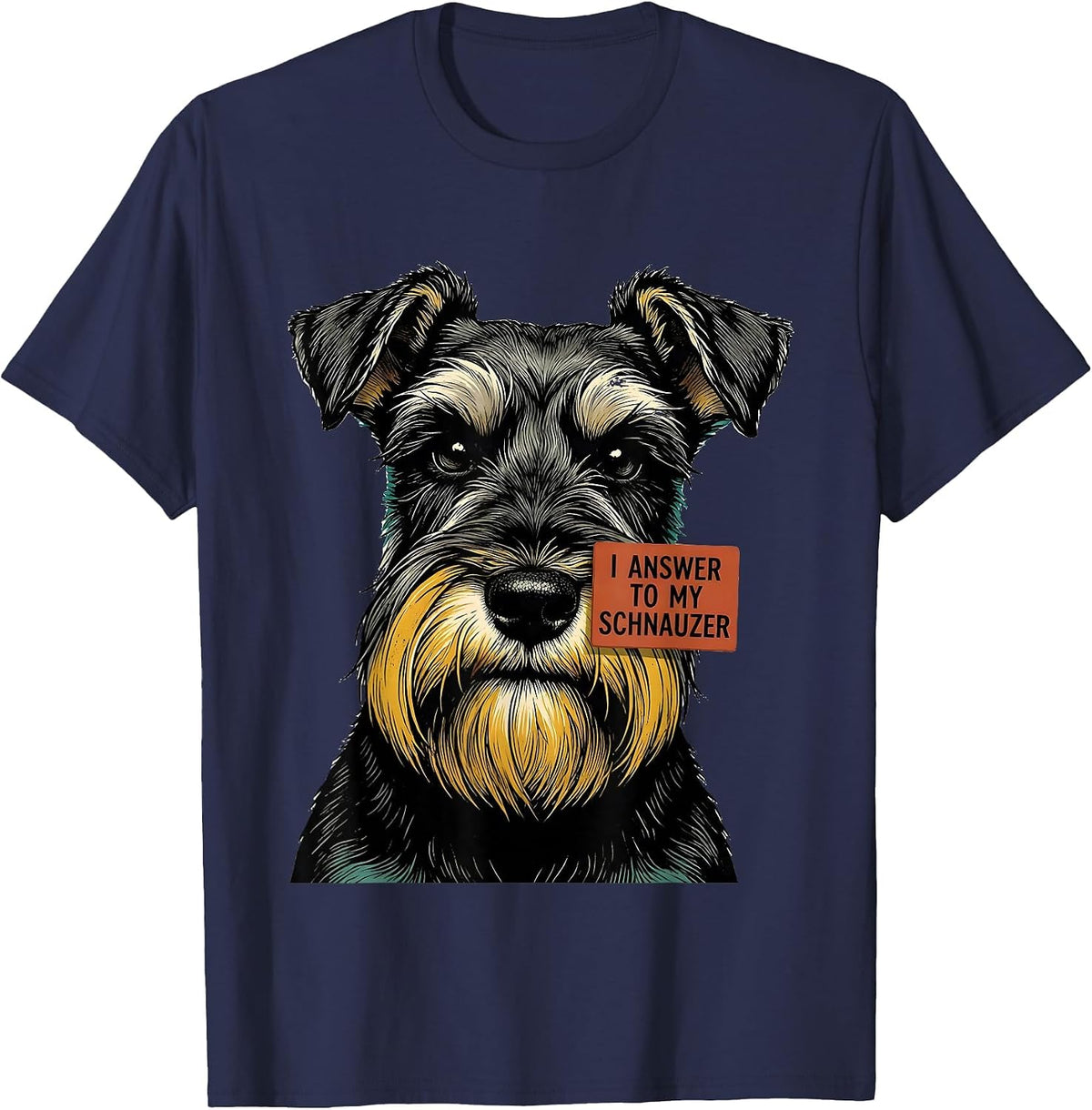 Men's I Answer To My Schnauzer Funny Miniature Schnauzer Lover T-Shirt - Navy Blue