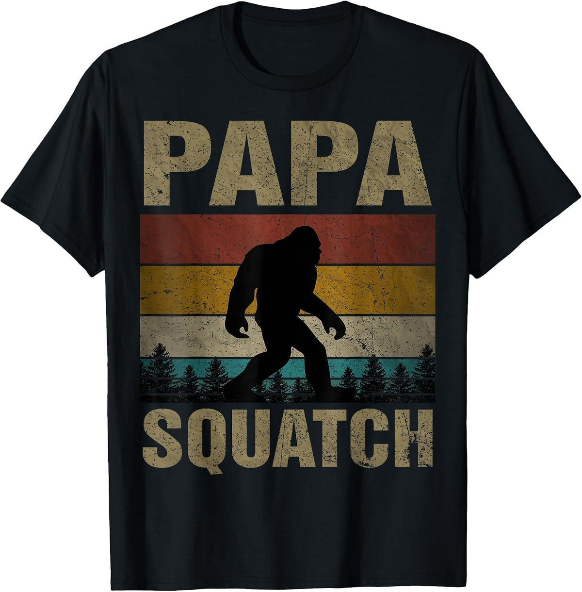 Papa Squatch Bigfoot Papa Sasquatch Yeti Family T-Shirt - Black