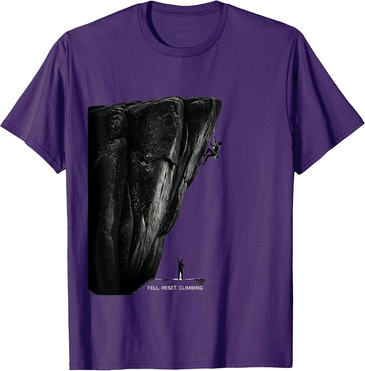 Men's Fell. Reset. Climbing Funny Rock Climber Bouldering Humor T-Shirt - Purple