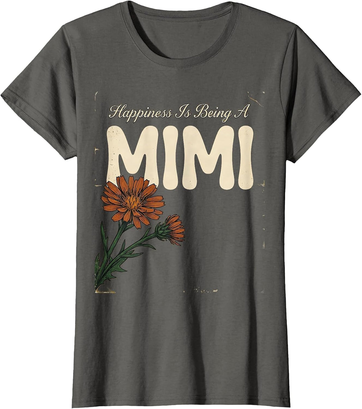 Women's Happiness Is Being A Mimi Vintage Grandma Mother's Day T-Shirt - Asphalt Grey