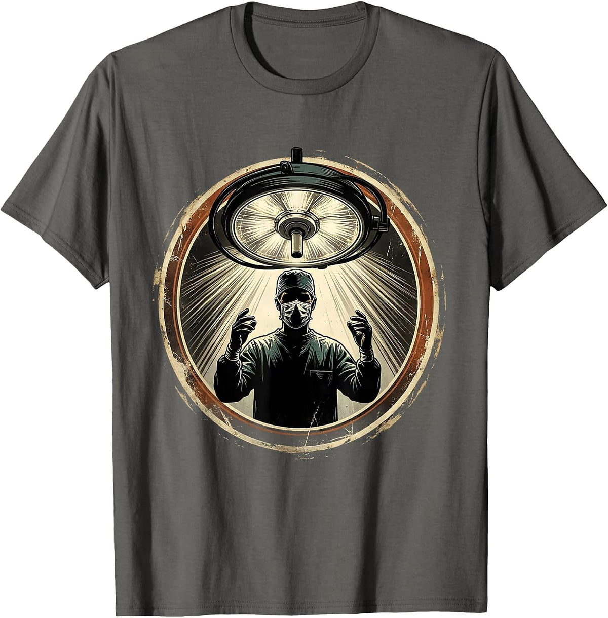 Trauma Surgeon Silhouette Operating Room Light T-Shirt - Asphalt Grey