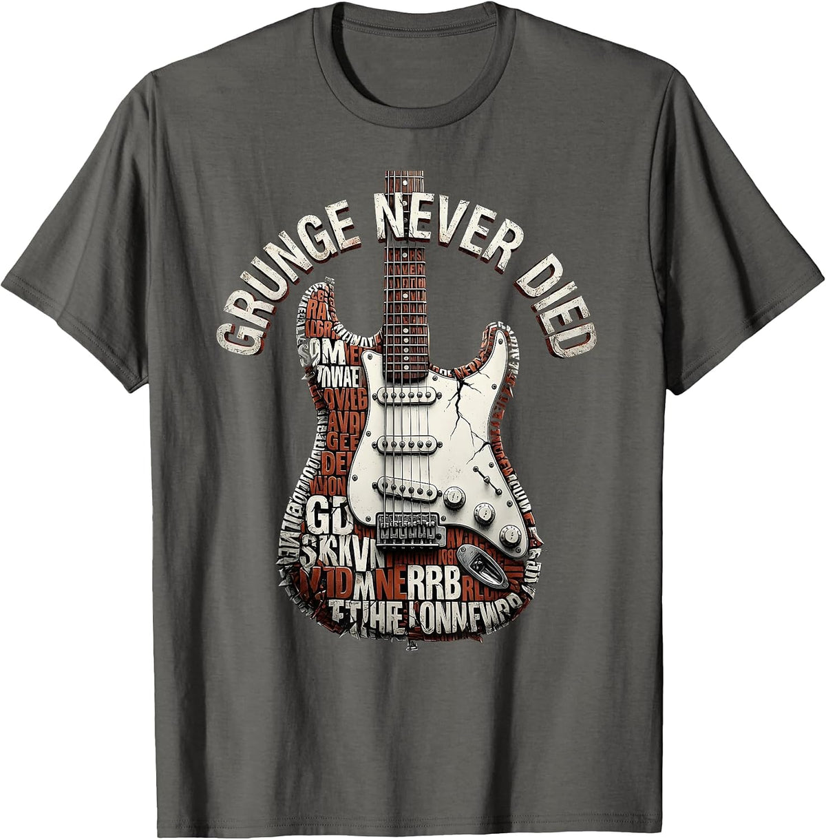 Grunge Never Died Rock Music Graphic Design T-Shirt - Asphalt Grey