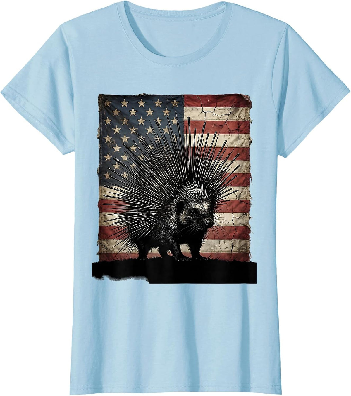 2nd Amendment Porcupine Rifle Quills Graphic T-Shirt - Baby Blue