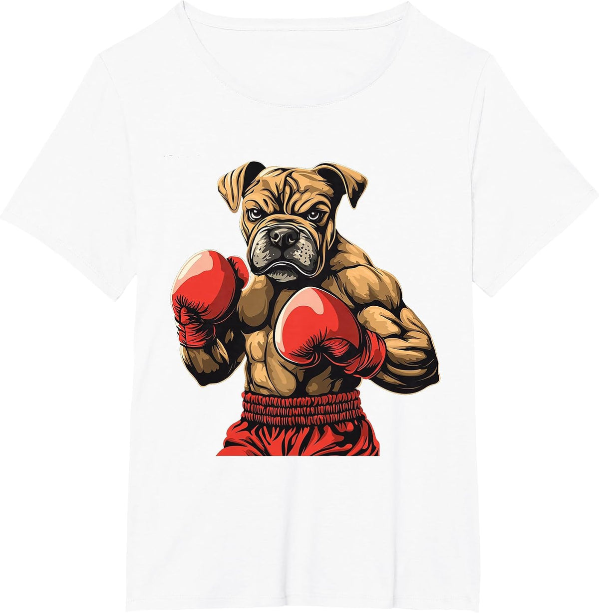 Boxer Dog Boxing Gloves Graphic T-Shirt - White