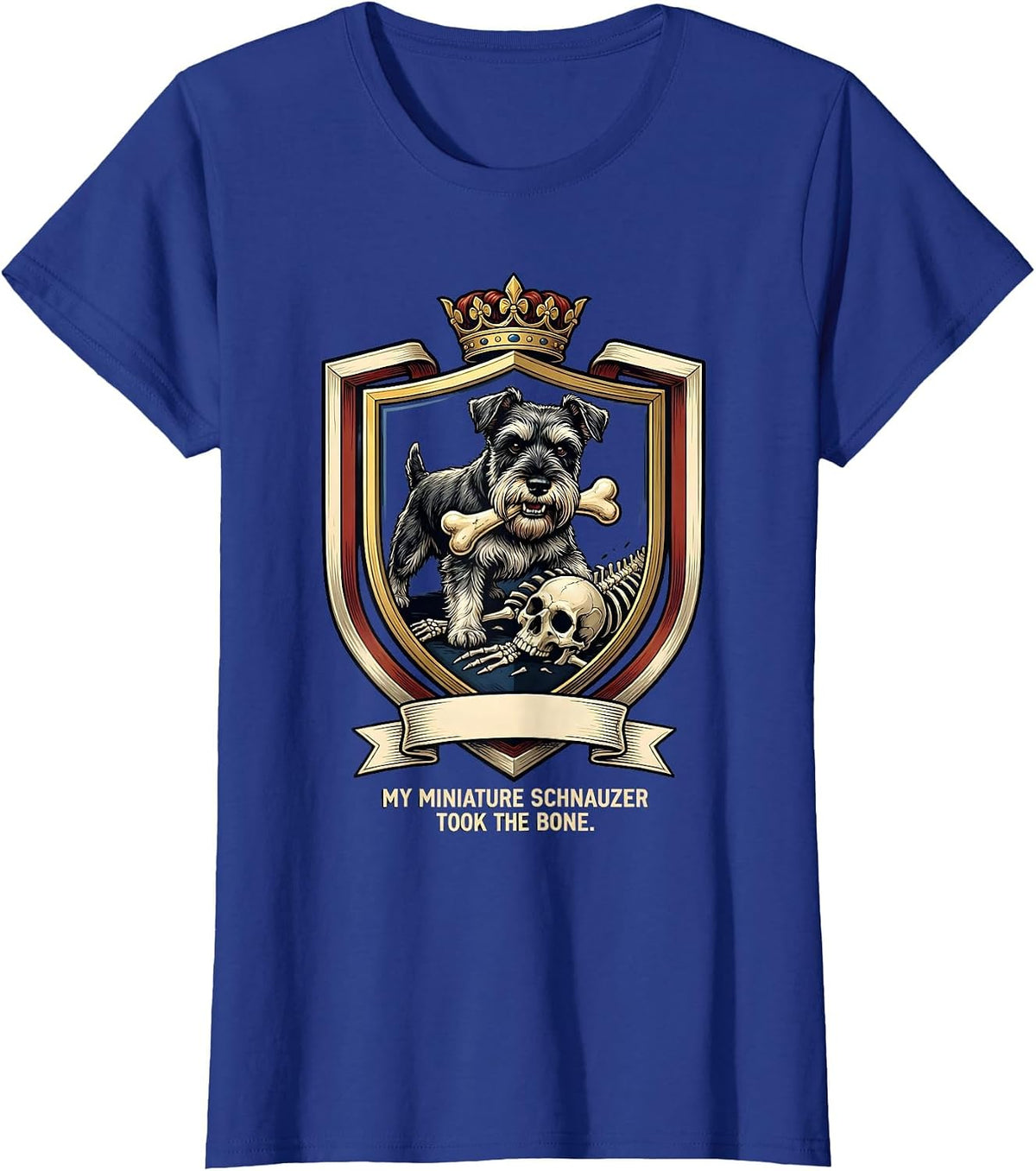 Women's My Miniature Schnauzer Took the Bone Funny Halloween Dog Mom T-Shirt - Royal Blue