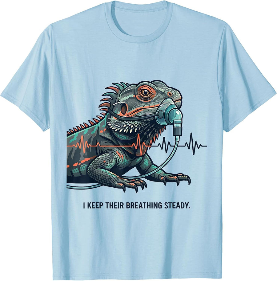 Men's I Keep Their Breathing Steady Funny Vet Tech Veterinary T-Shirt - Baby Blue