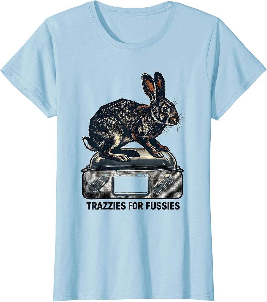 Women's Trazzies For Fussies Linocut Vet Tech Veterinary Technician T-Shirt - Baby Blue