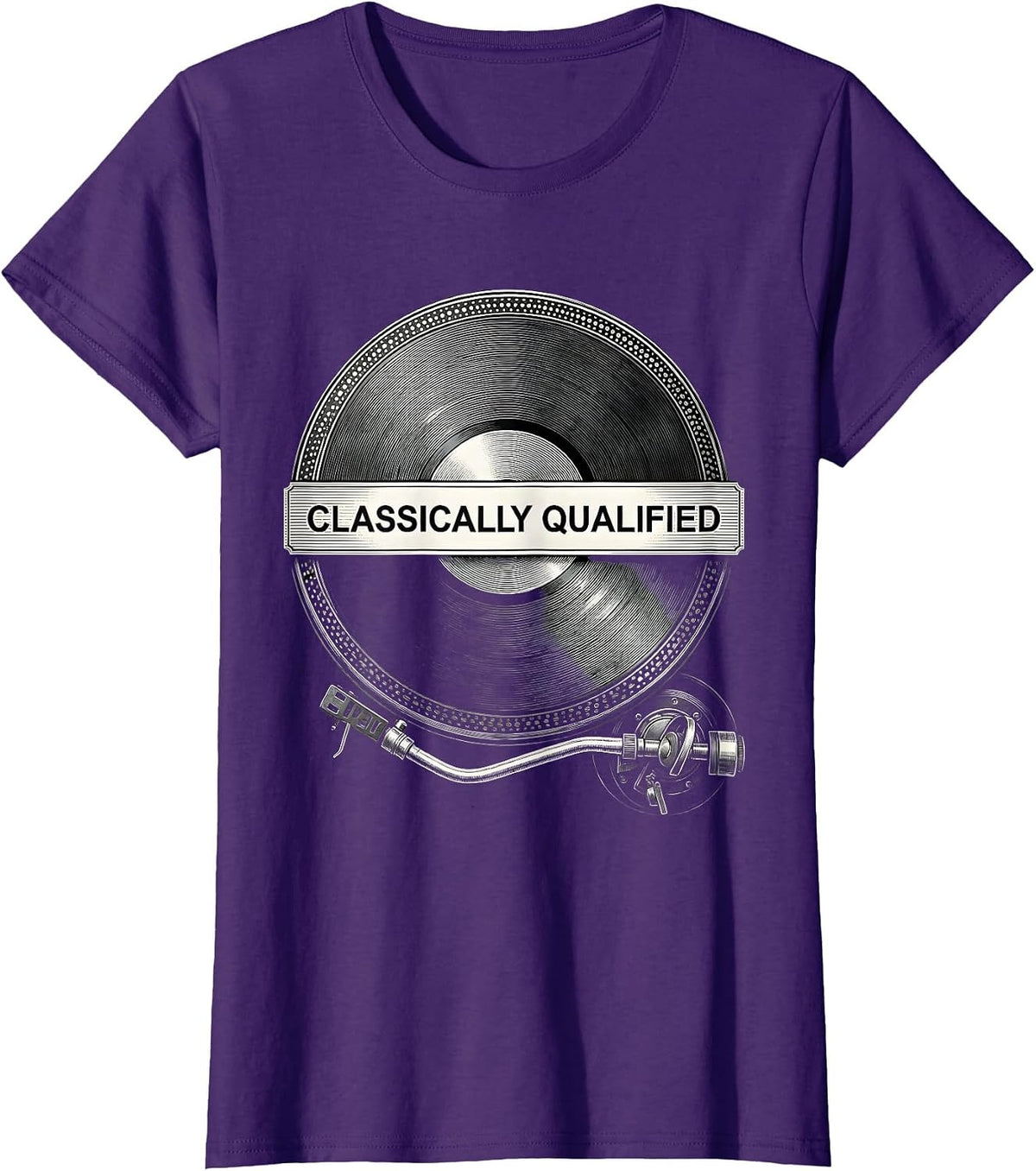 Women's Classically Qualified Retro Tech Analog Enthusiast Humor T-Shirt - Purple