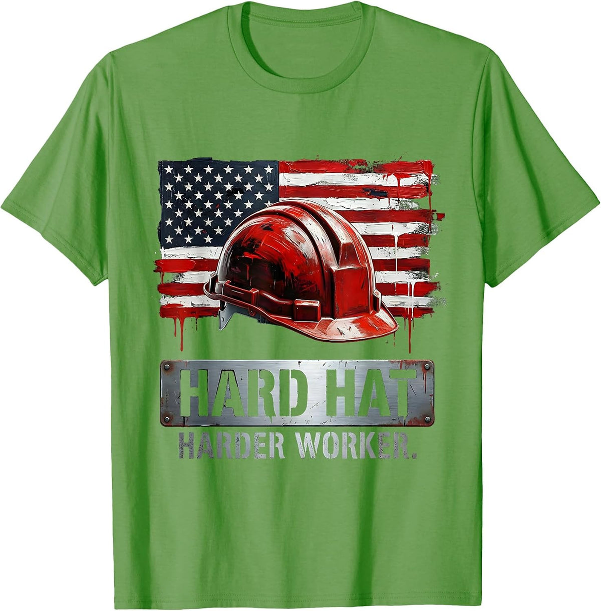 Men's Hard Hat Harder Worker Blue Collar Pride Design T-Shirt - Grass Green