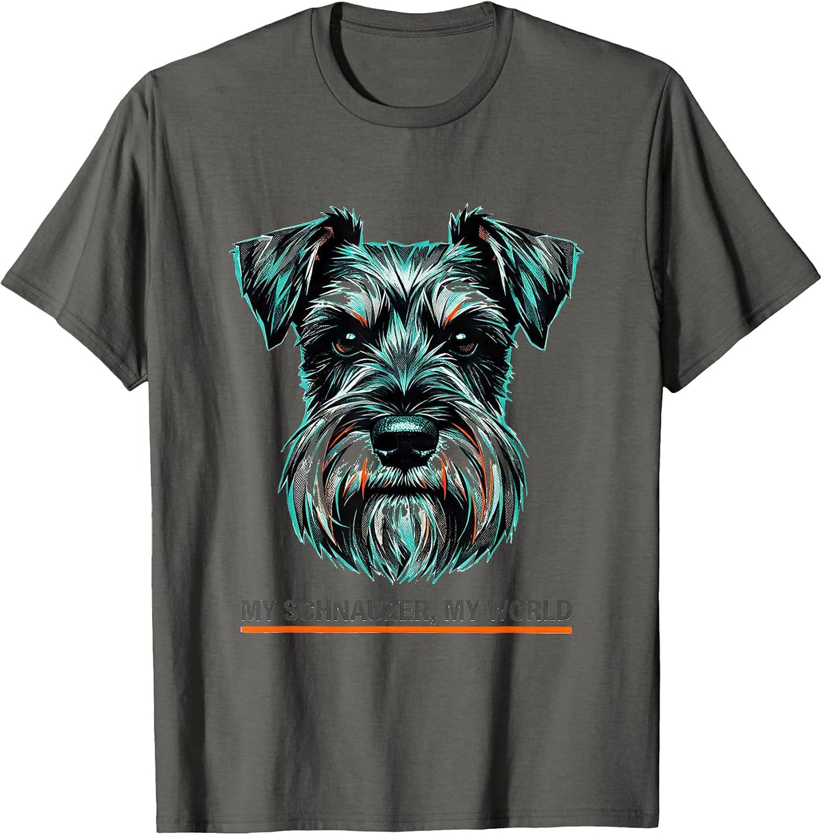 Men's My Schnauzer, My World Funny Miniature Schnauzer Lover Gift T-Shirt - Asphalt Grey
