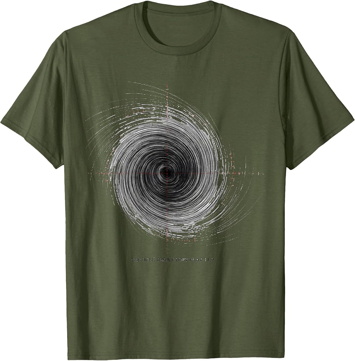 Particle Trajectory In A Field Funny Science Quantum Physics T-Shirt - Olive Green