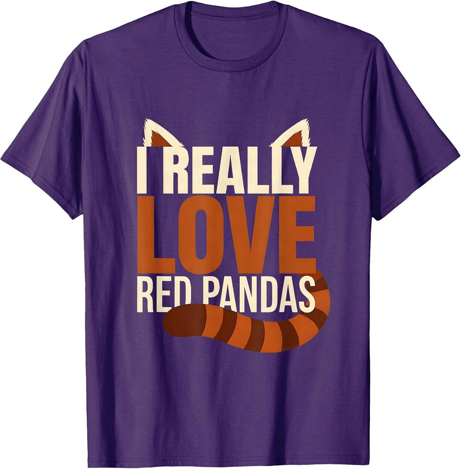 Men's I Really Love Red Pandas Funny Red Panda Lover Animal T-Shirt - Purple