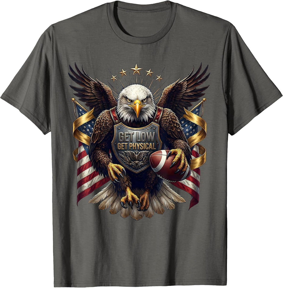 Men's Get Low Get Physical Rugby Graphic Design T-Shirt - Asphalt Grey