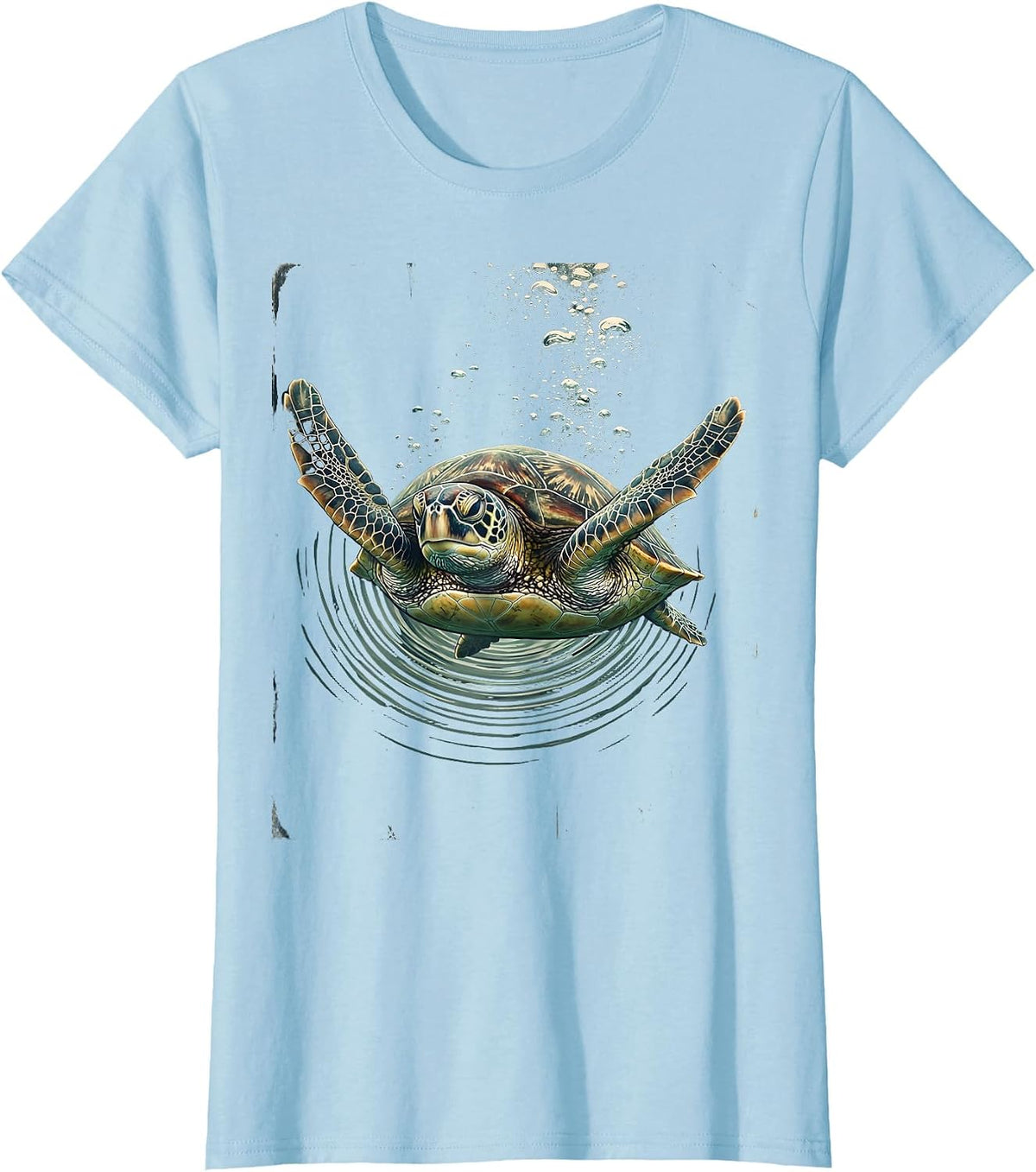 Women's Sea Turtle Ocean Depths Graphic Tee T-Shirt - Baby Blue