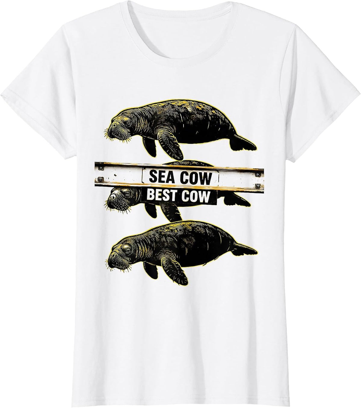 Sea Cow Best Cow Funny Manatee Lover Ocean Animal Humor T-Shirt - White
