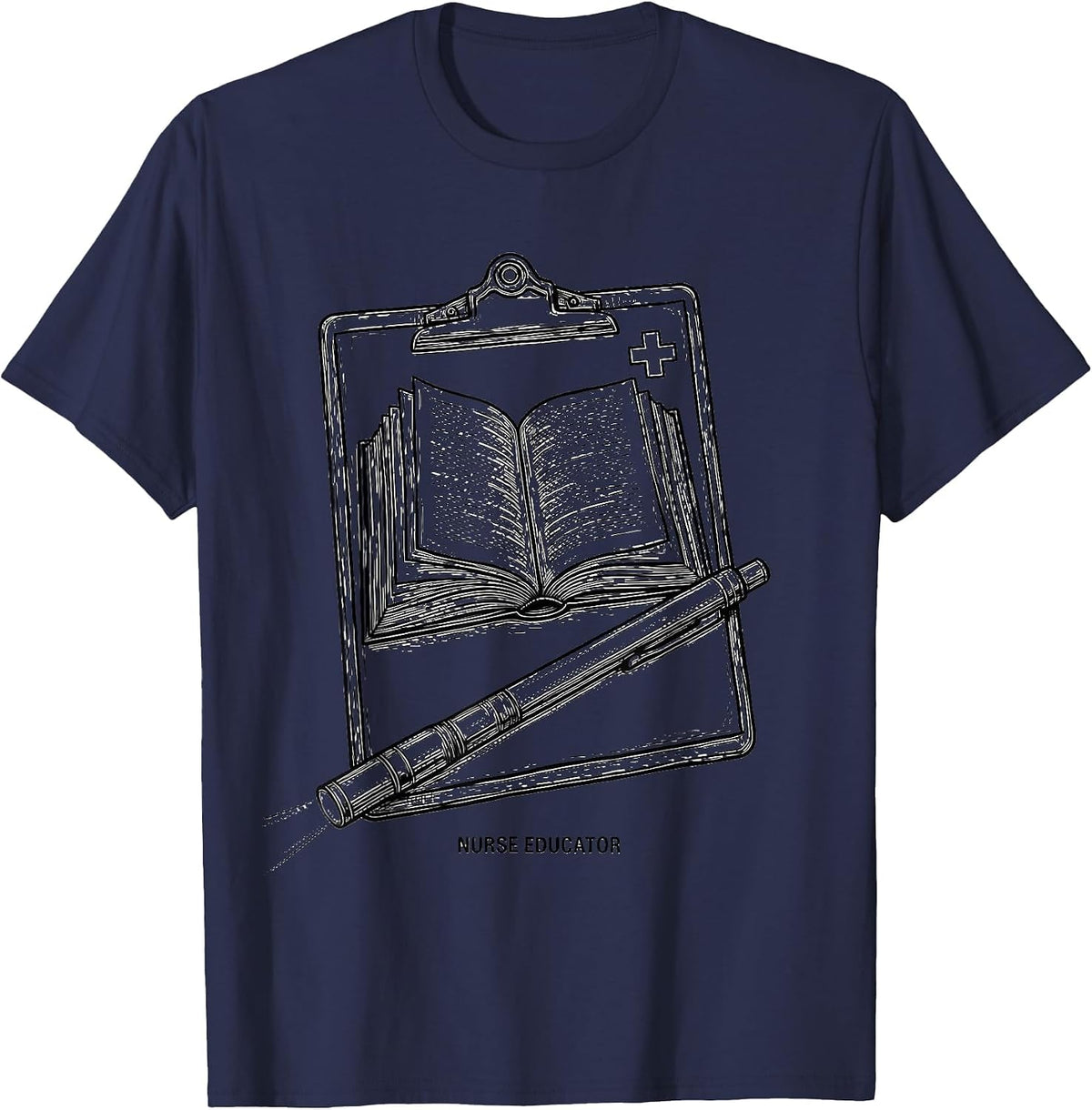 Men's Nurse Educator Line Art Healthcare School Nurse Gift T-Shirt - Navy Blue