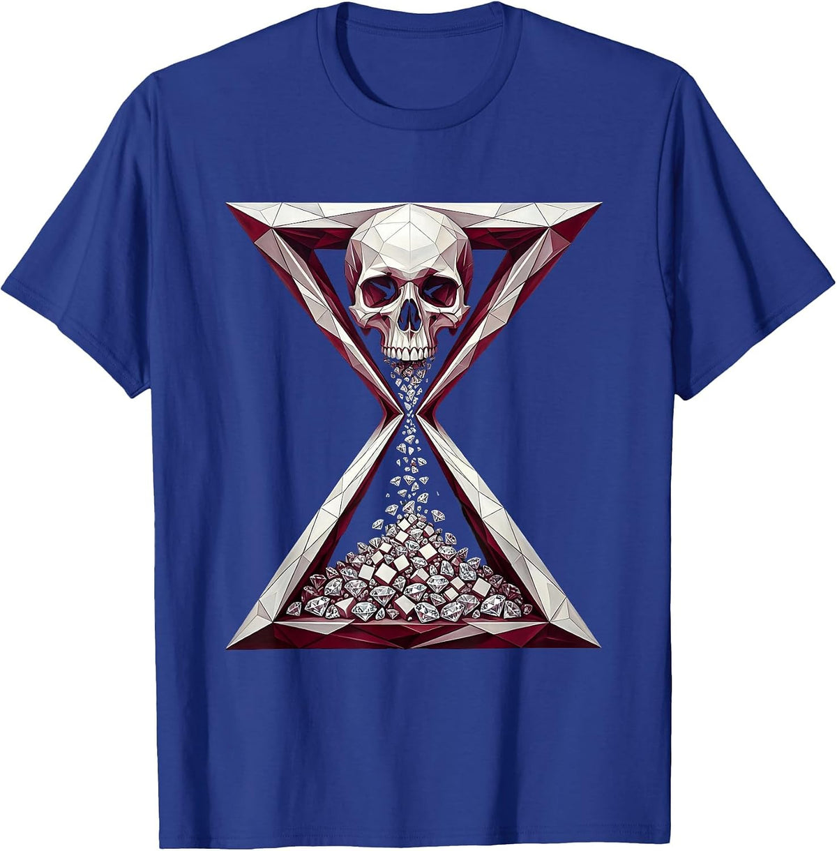 Heavy Metal Skull Hourglass Graphic Design T-Shirt - Royal Blue