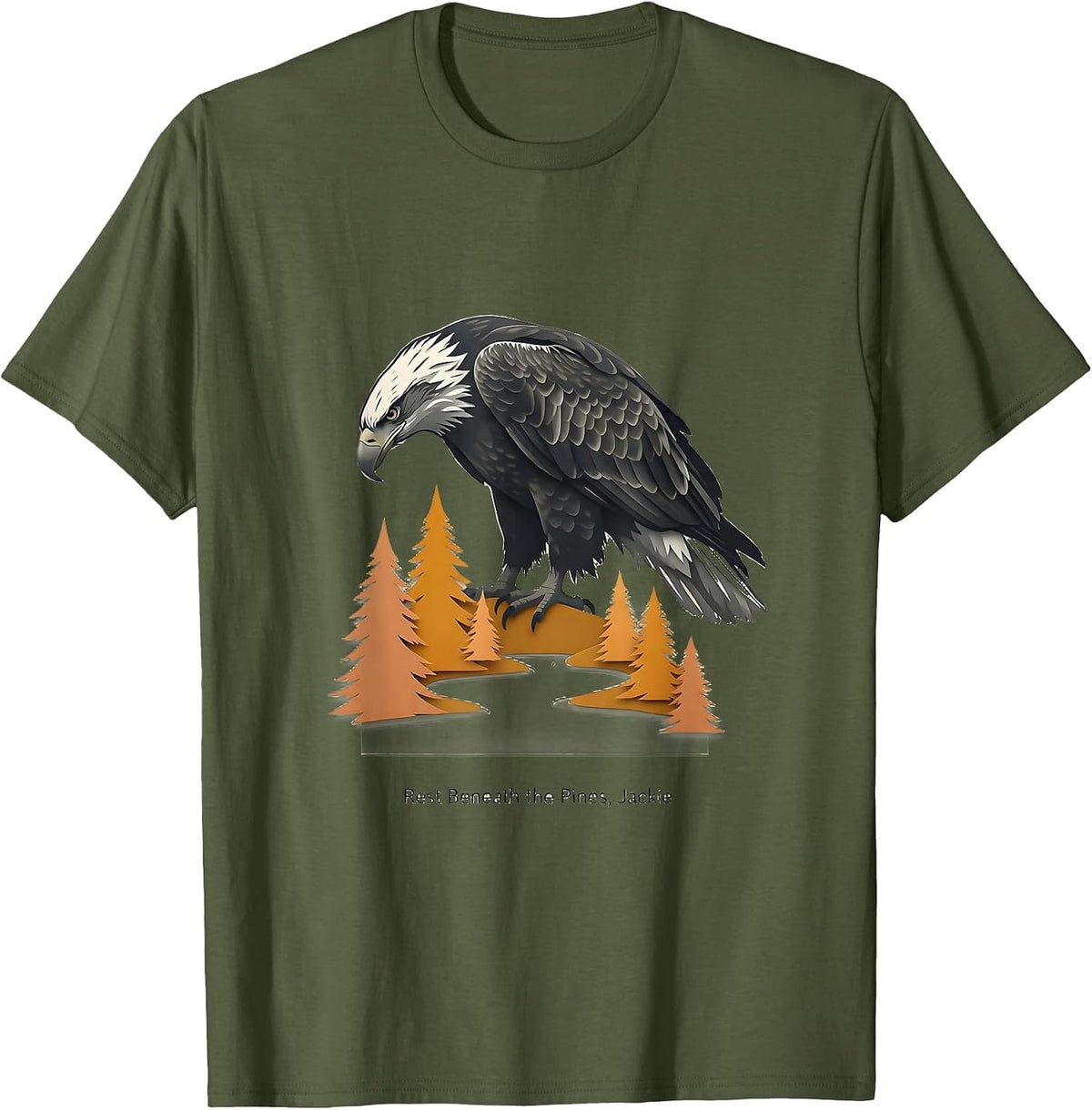 Men's Rest Beneath the Pines Jackie Bald Eagle Memorial Tribute T-Shirt - Olive Green