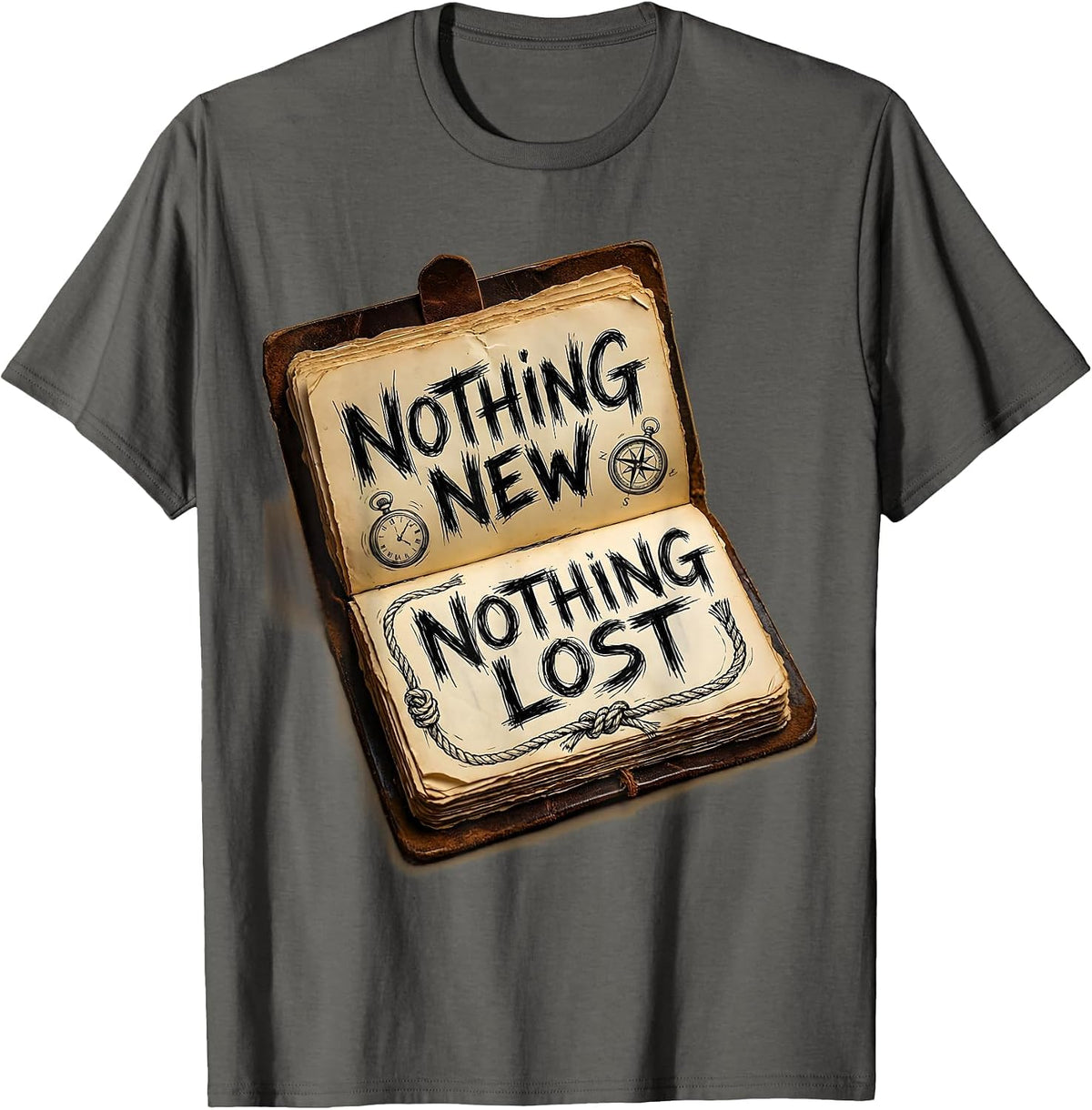 Nothing New Nothing Lost Vintage Graphic Design T-Shirt - Asphalt Grey