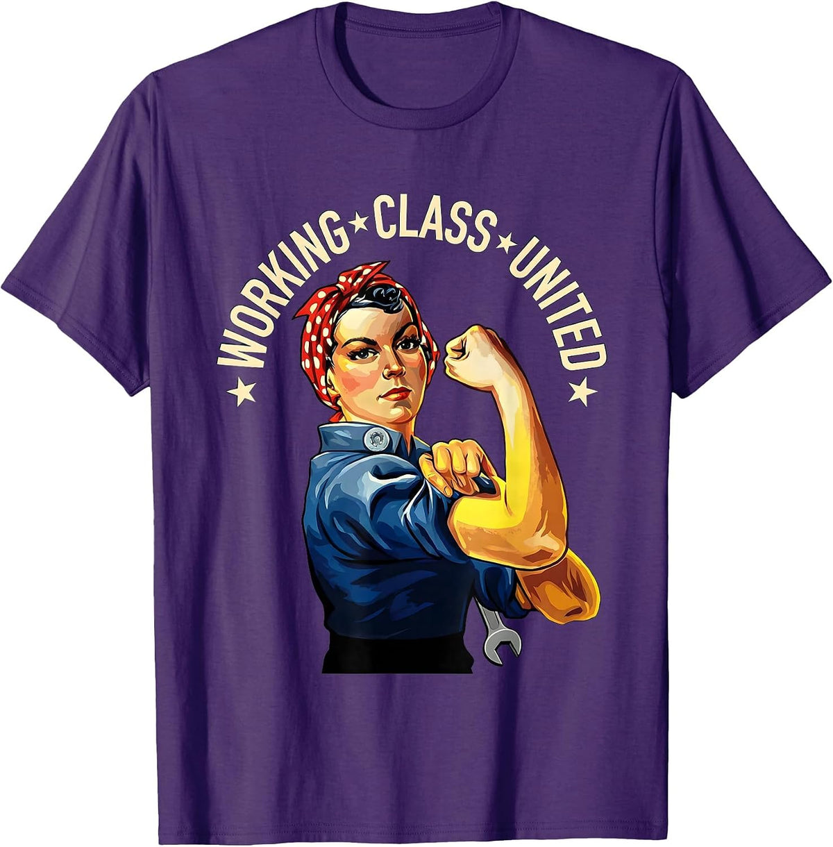 Working Class United Bold Tradeswoman Labor Day Union Worker T-Shirt - Purple