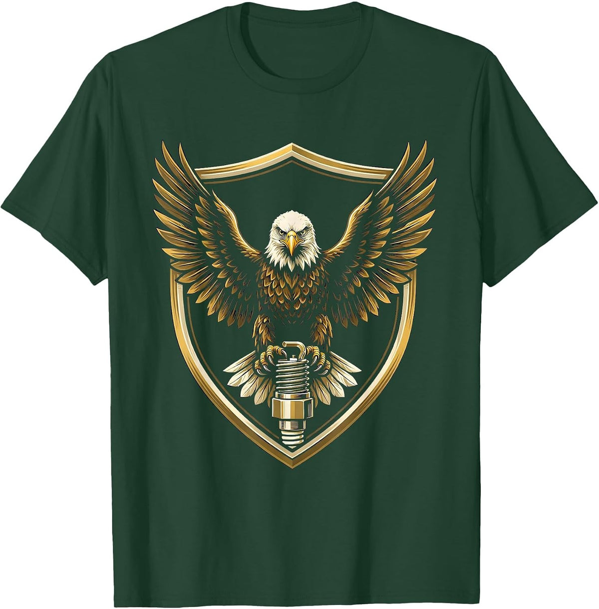 Men's Valley Forge Automotive Bald Eagle Spark Plug T-Shirt - Dark Green