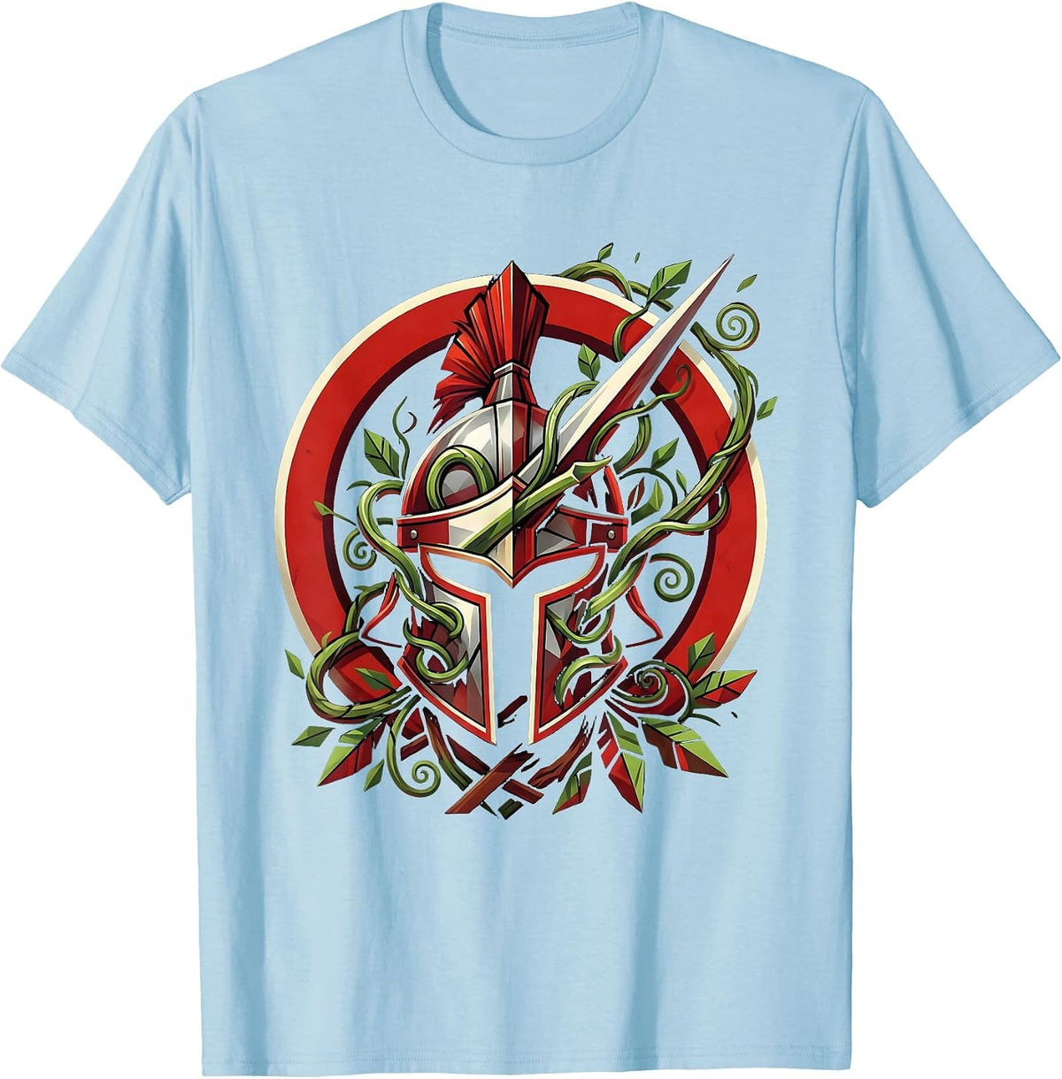 Men's Conquistador Helmet Jungle Vines Mexican Art T-Shirt - Baby Blue