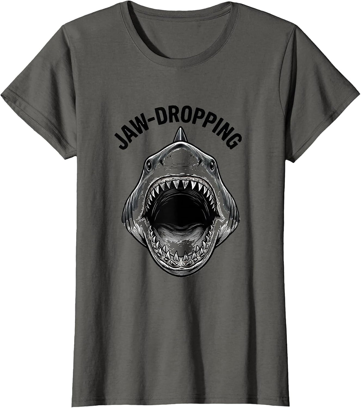 Women's Jaw-Dropping Funny Shark Jaw Halloween Costume T-Shirt - Asphalt Grey