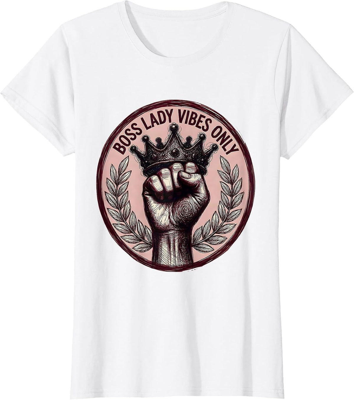 Boss Lady Vibes Only Empowerment Design T-Shirt - White