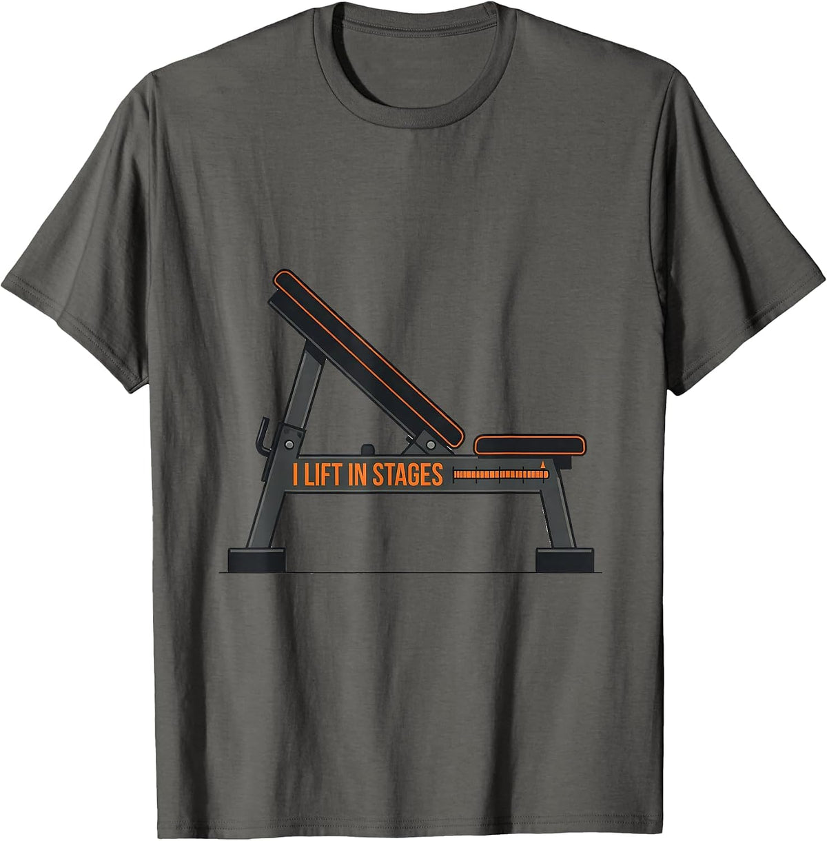 Men's I Lift In Stages Funny Gym Workout Weightlifting Humor T-Shirt - Asphalt Grey