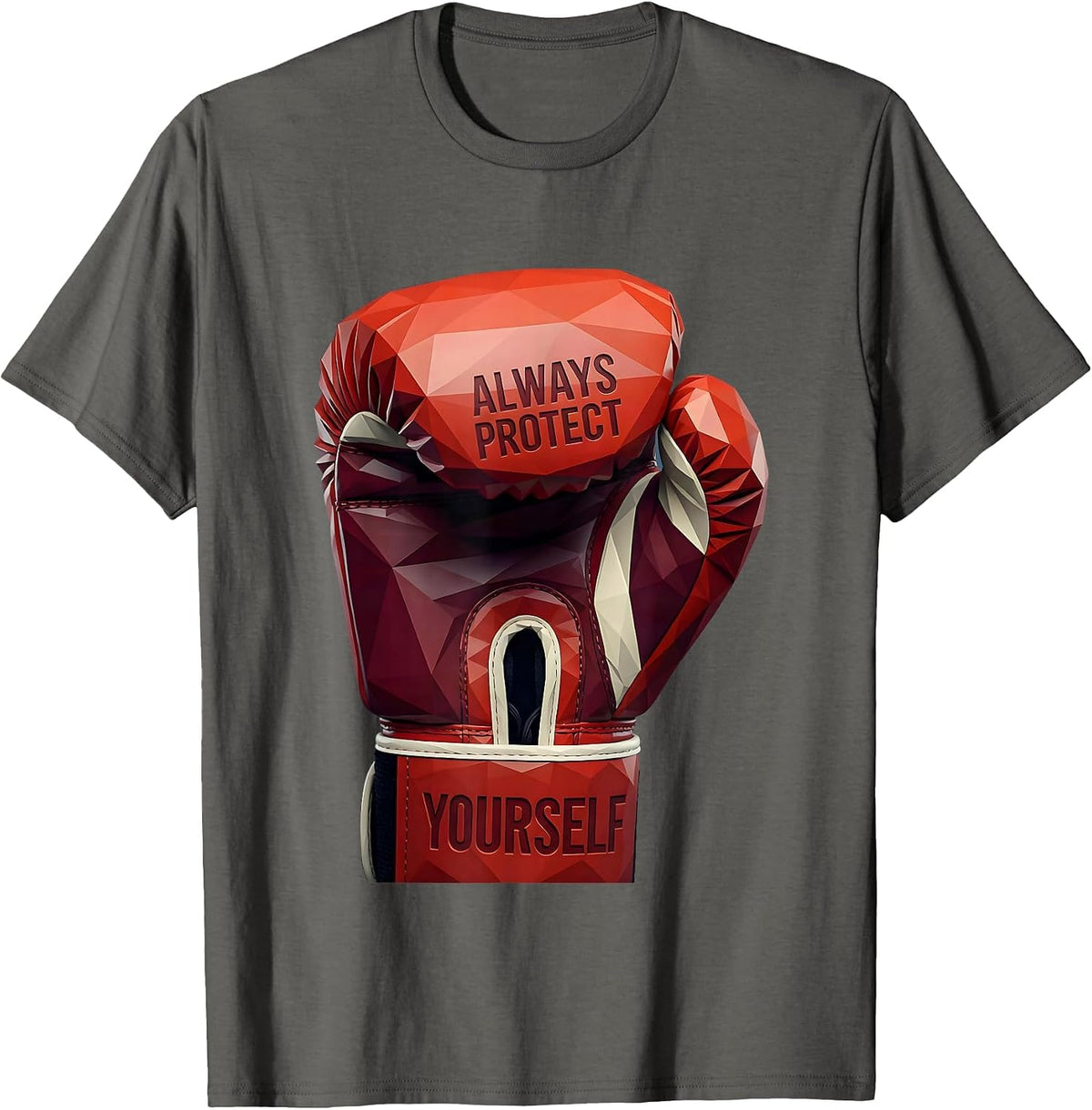 Always Protect Yourself Boxing Graphic Design T-Shirt - Asphalt Grey